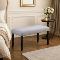 Arun Dining Bench, 41 Inch Charcoal Gray Fabric, Black Rubberwood - BM341036