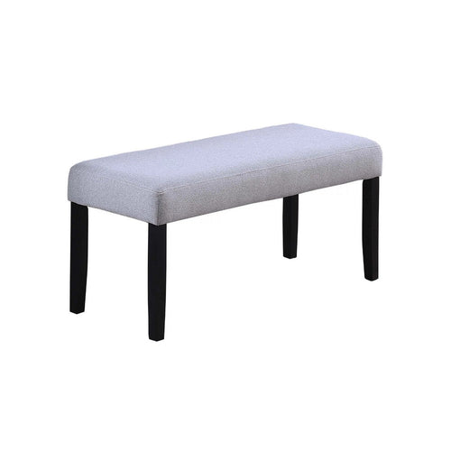 Arun Dining Bench, 41 Inch Charcoal Gray Fabric, Black Rubberwood - BM341036