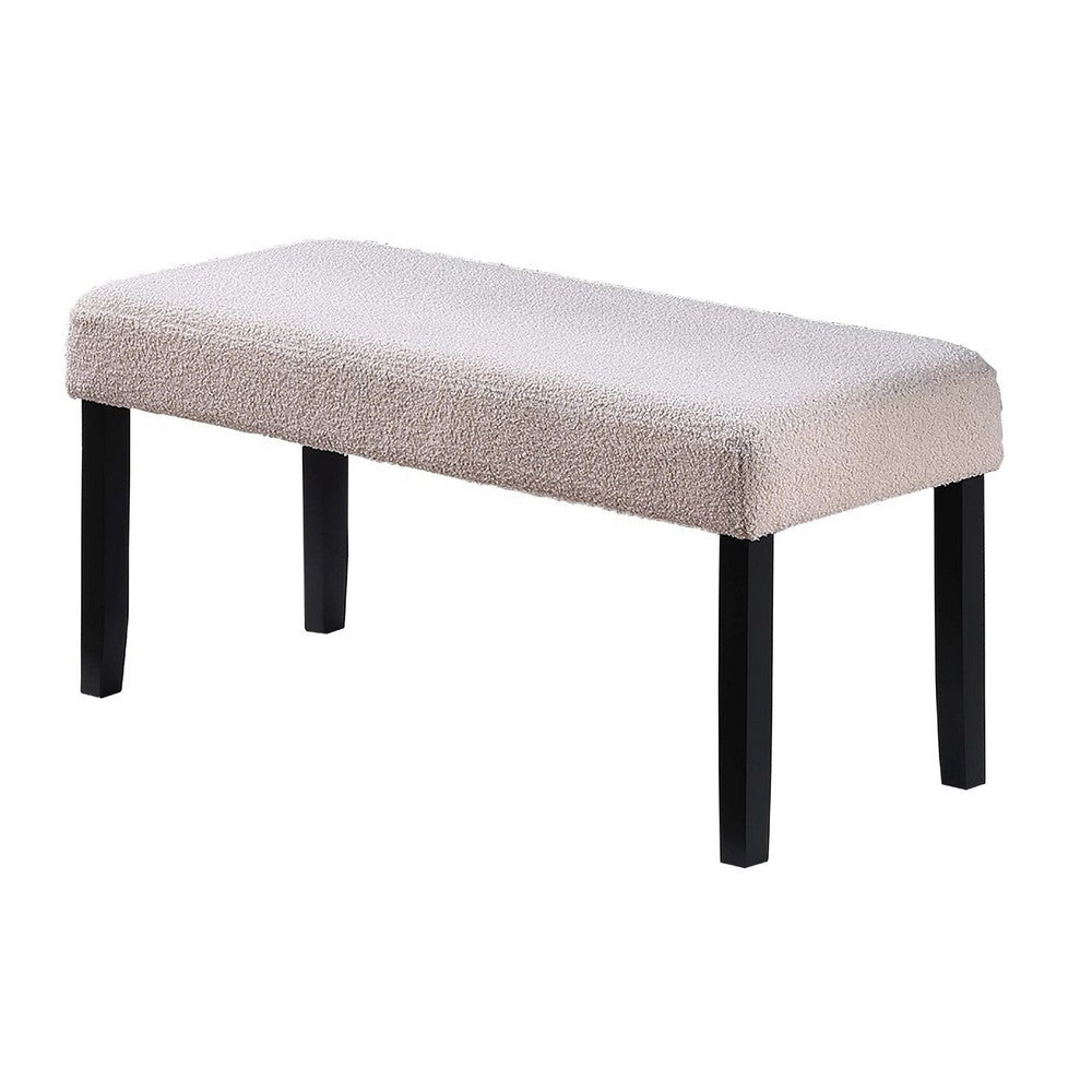 Arun Dining Bench, Beige Fabric, Black Rubberwood, 41 Inch Foam Seat - BM341037