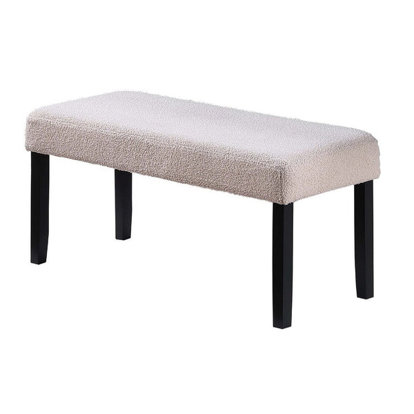 Arun Dining Bench, Beige Fabric, Black Rubberwood, 41 Inch Foam Seat - BM341037