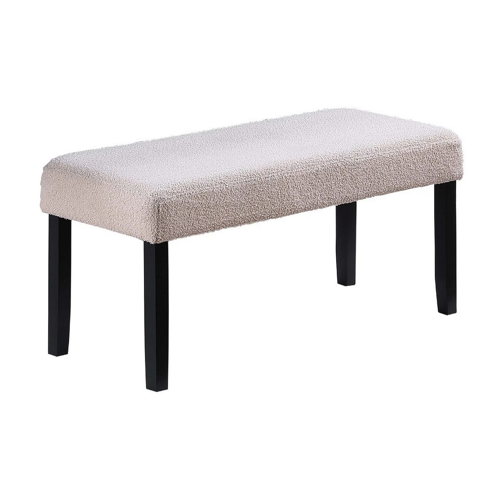 Arun Dining Bench, Beige Fabric, Black Rubberwood, 41 Inch Foam Seat - BM341037