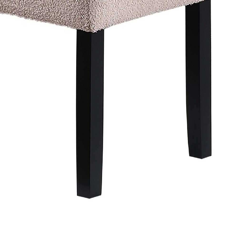 Arun Dining Bench, Beige Fabric, Black Rubberwood, 41 Inch Foam Seat - BM341037