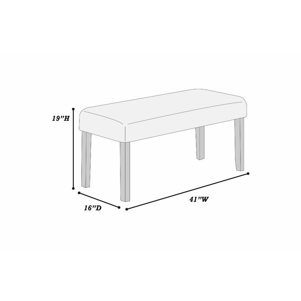 Arun Dining Bench, Beige Fabric, Black Rubberwood, 41 Inch Foam Seat - BM341037