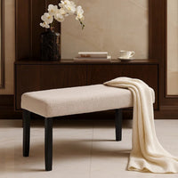 Arun Dining Bench, Beige Fabric, Black Rubberwood, 41 Inch Foam Seat - BM341037