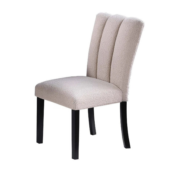 Dining Side Chair Set of 2, Foam Cushioned Beige Fabric, Black Wood - BM341038