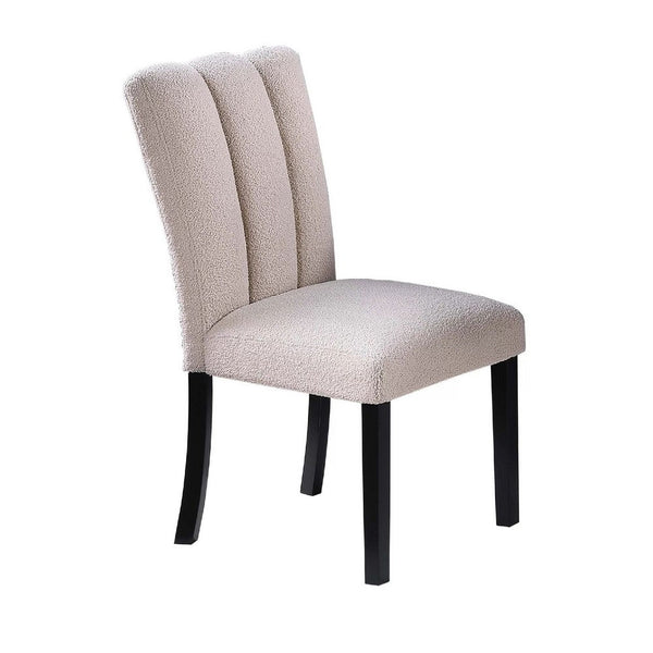 Dining Side Chair Set of 2, Foam Cushioned Beige Fabric, Black Wood - BM341038