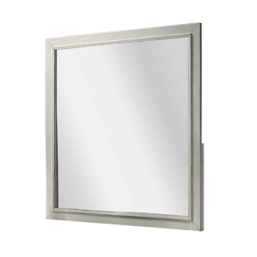 Dresser Mirror, Subtle Antique White Rubberwood, Square 40 Inch - BM341039