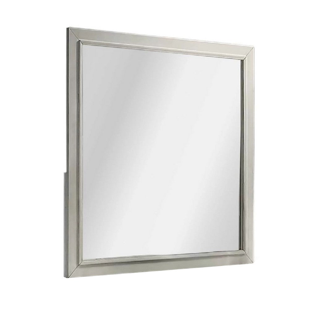 Dresser Mirror, Subtle Antique White Rubberwood, Square 40 Inch - BM341039