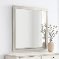 Dresser Mirror, Subtle Antique White Rubberwood, Square 40 Inch - BM341039