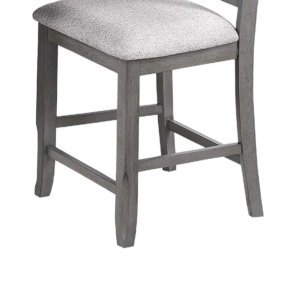 Keyan Counter Height Chair Set of 2, Foam Gray Fabric Seat, Wood - BM341040
