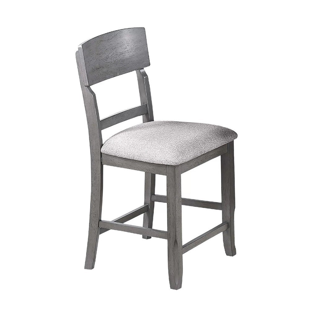 Keyan Counter Height Chair Set of 2, Foam Gray Fabric Seat, Wood - BM341040