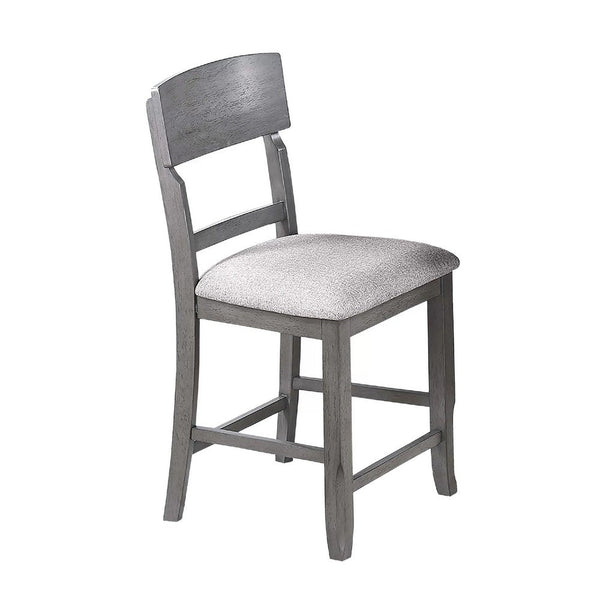 Keyan Counter Height Chair Set of 2, Foam Gray Fabric Seat, Wood - BM341040