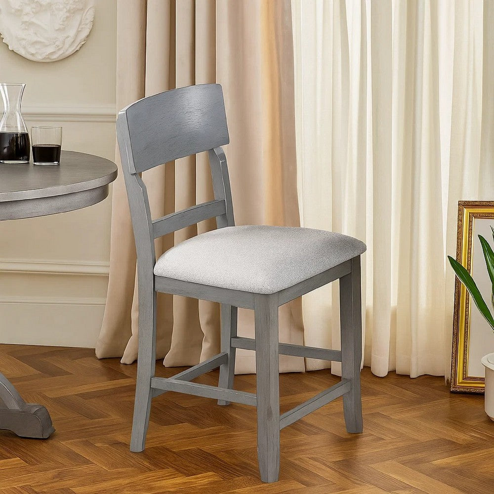 Keyan Counter Height Chair Set of 2, Foam Gray Fabric Seat, Wood - BM341040