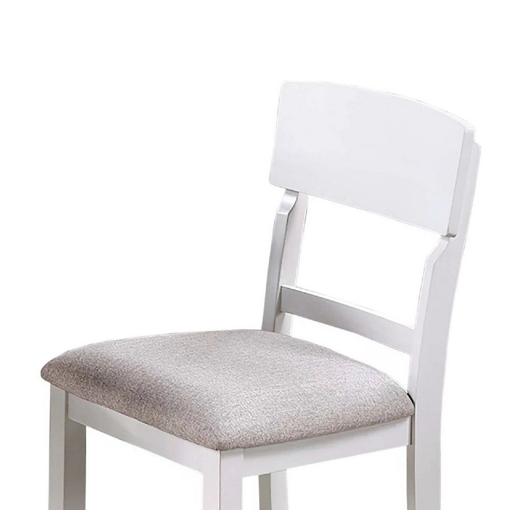 Keyan Counter Height Chair, Foam Gray Fabric Seat, Antique White Wood - BM341041