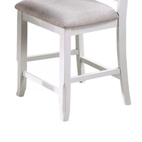 Keyan Counter Height Chair, Foam Gray Fabric Seat, Antique White Wood - BM341041