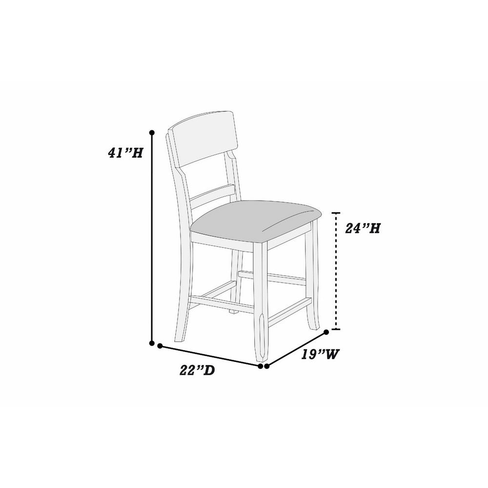 Keyan Counter Height Chair, Foam Gray Fabric Seat, Antique White Wood - BM341041