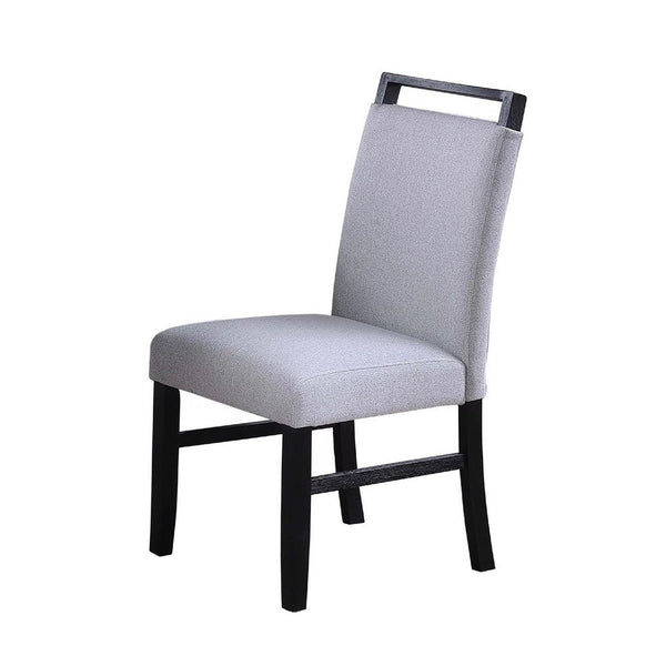 Dining Side Chair Set of 2, Charcoal Gray Fabric Foam Seat, Black Rubberwood - BM341042