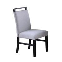Dining Side Chair Set of 2, Charcoal Gray Fabric Foam Seat, Black Rubberwood - BM341042