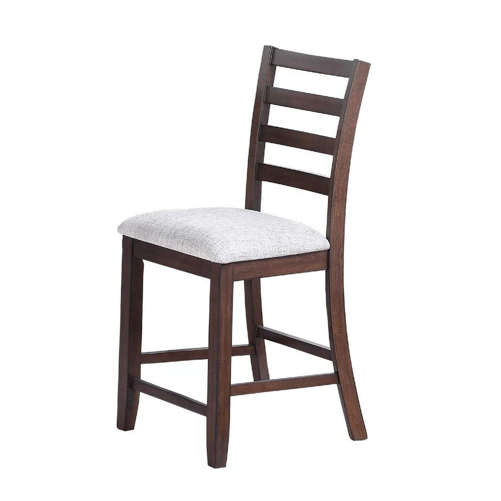 Rosanna Counter Height Chair, White Fabric Foam Seat, Walnut Brown Wood - BM341043