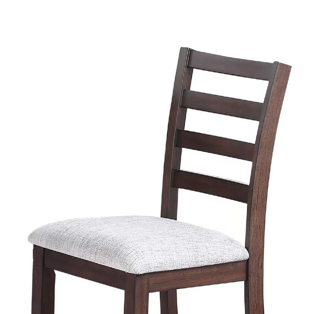 Rosanna Counter Height Chair, White Fabric Foam Seat, Walnut Brown Wood - BM341043