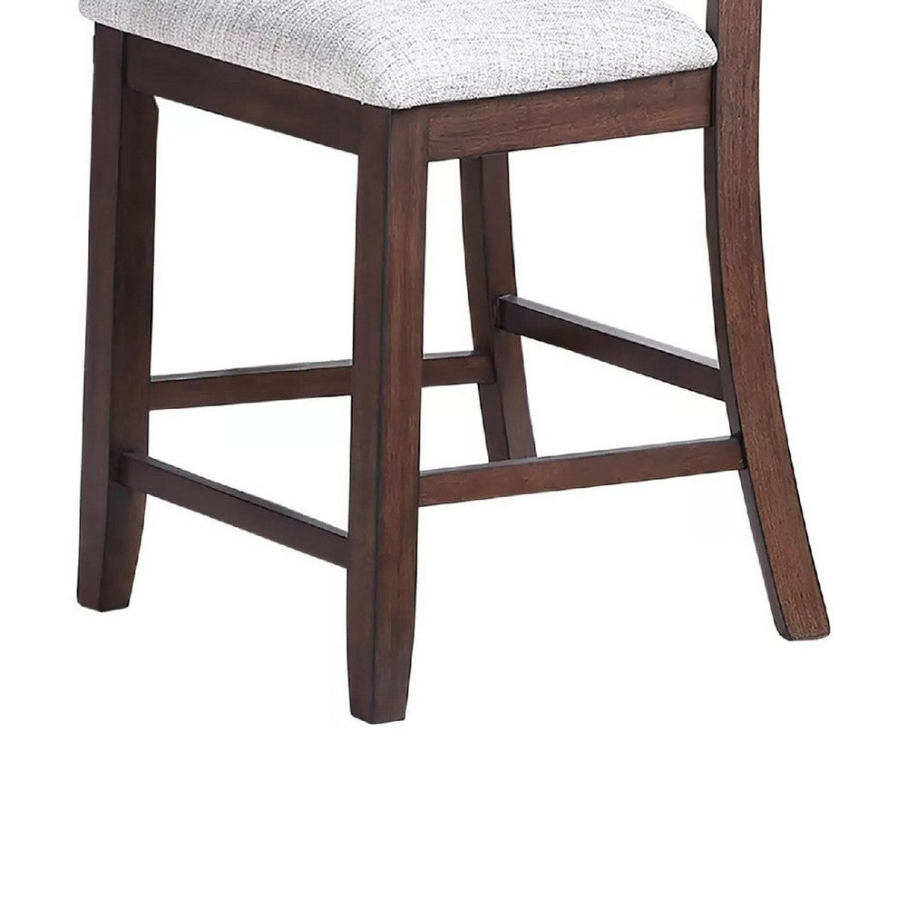 Rosanna Counter Height Chair, White Fabric Foam Seat, Walnut Brown Wood - BM341043