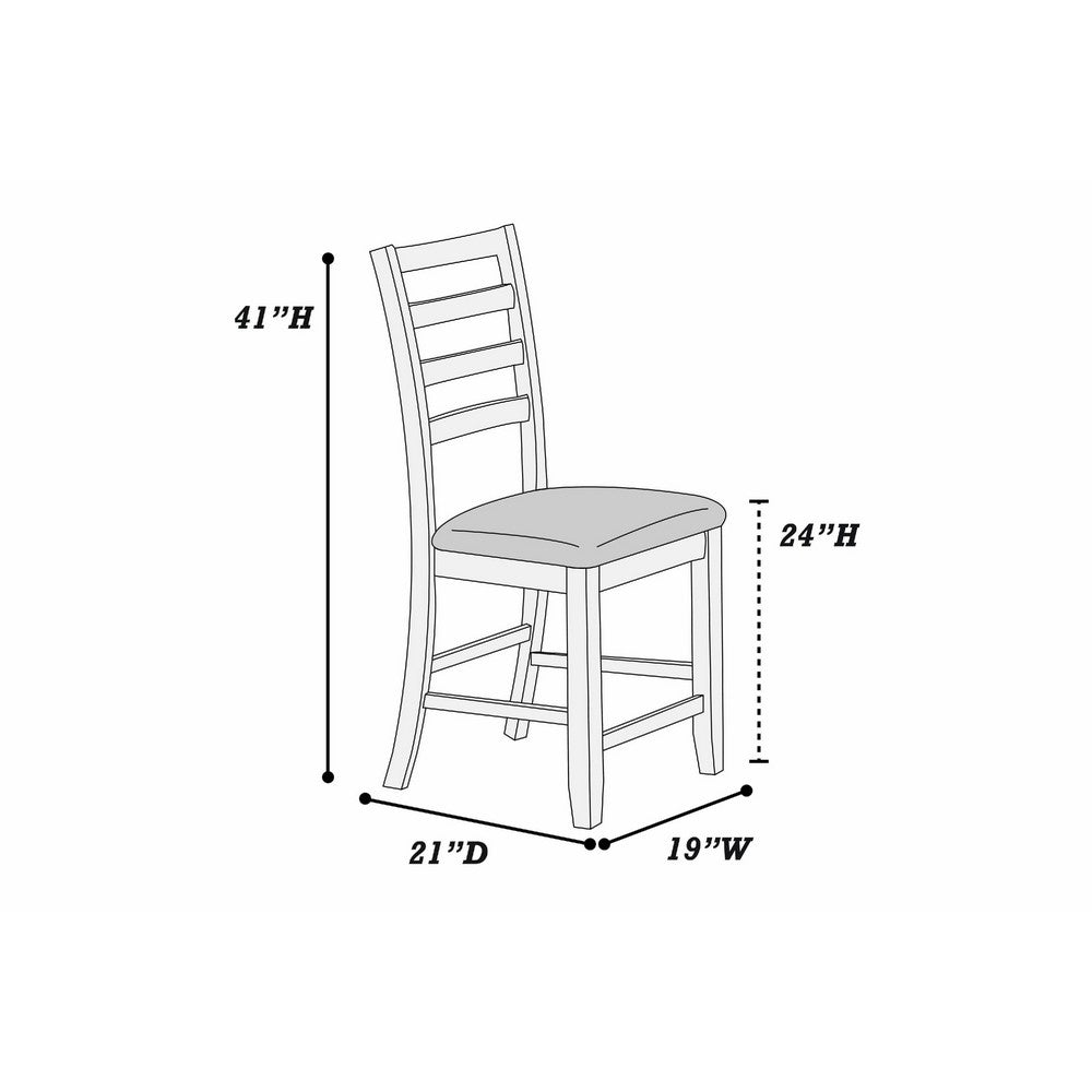 Rosanna Counter Height Chair, White Fabric Foam Seat, Walnut Brown Wood - BM341043