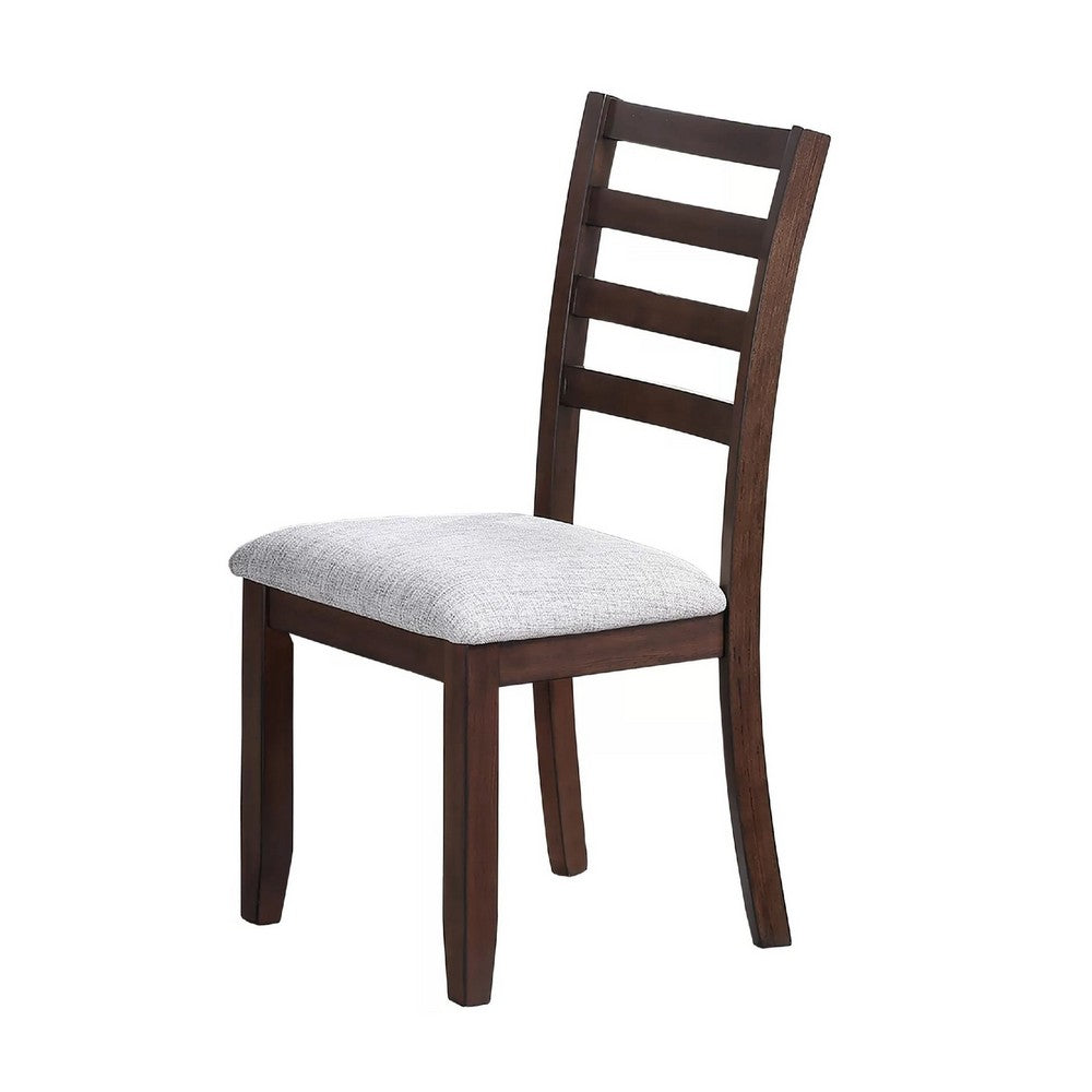 Rosanna Dining Chair, White Fabric Foam Seat, Walnut Brown Rubberwood - BM341044