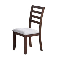 Rosanna Dining Chair, White Fabric Foam Seat, Walnut Brown Rubberwood - BM341044