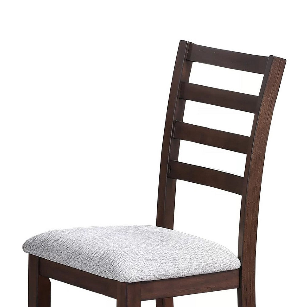 Rosanna Dining Chair, White Fabric Foam Seat, Walnut Brown Rubberwood - BM341044