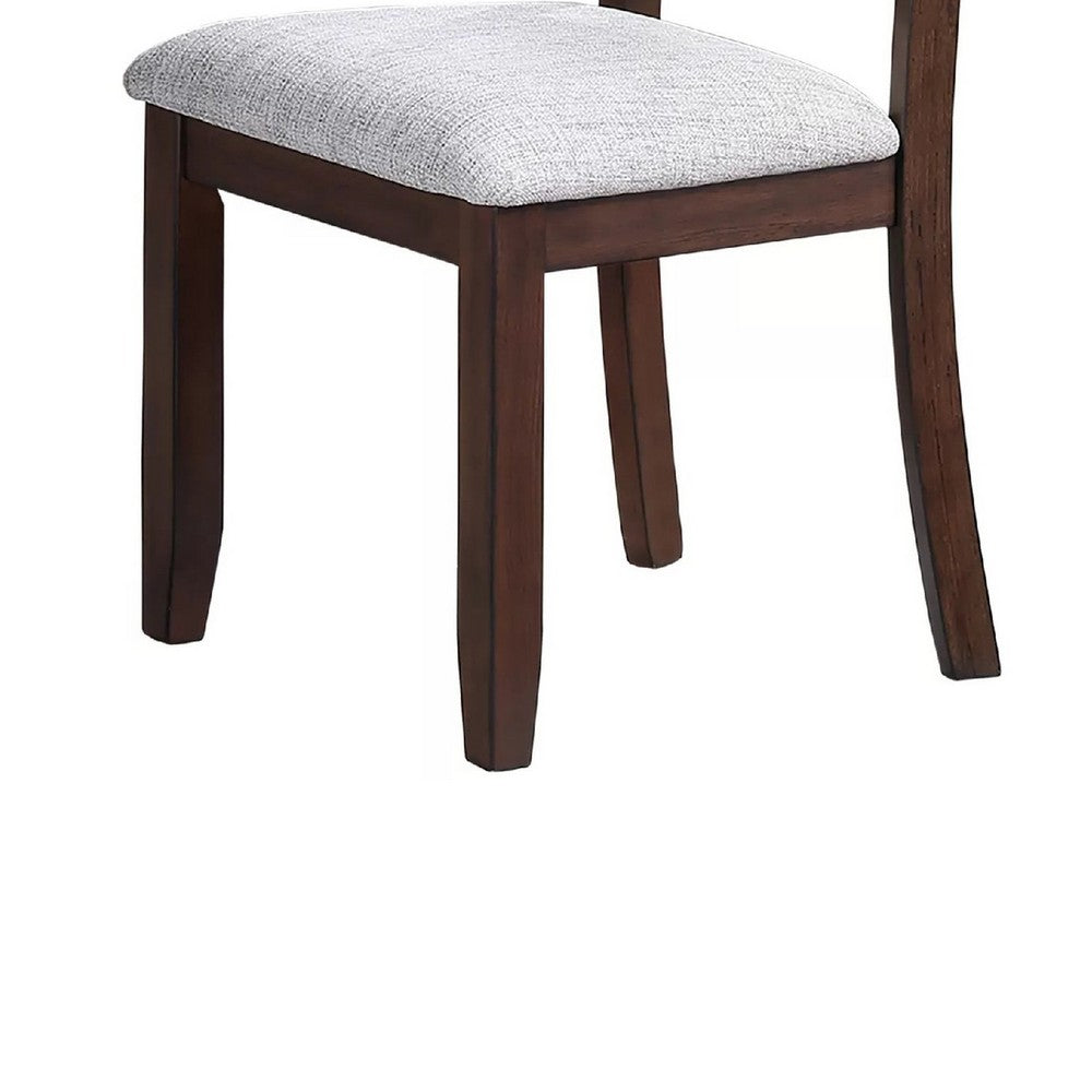 Rosanna Dining Chair, White Fabric Foam Seat, Walnut Brown Rubberwood - BM341044