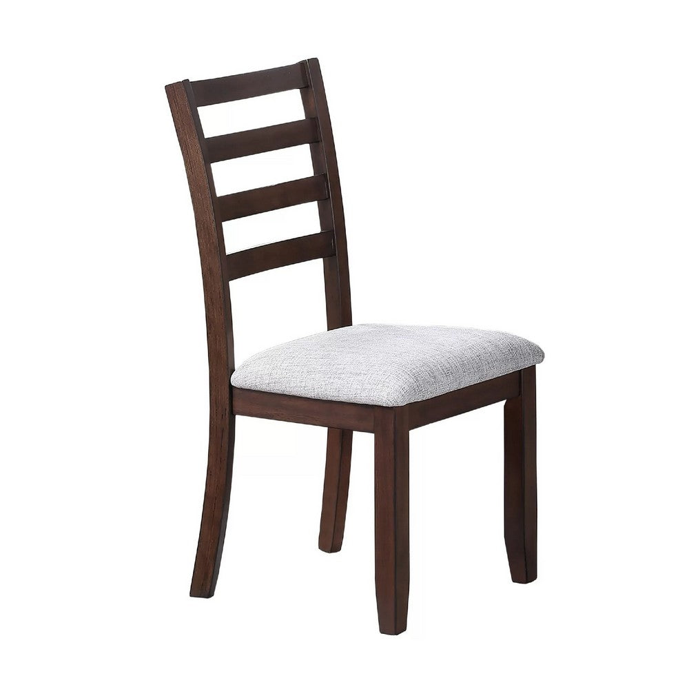 Rosanna Dining Chair, White Fabric Foam Seat, Walnut Brown Rubberwood - BM341044
