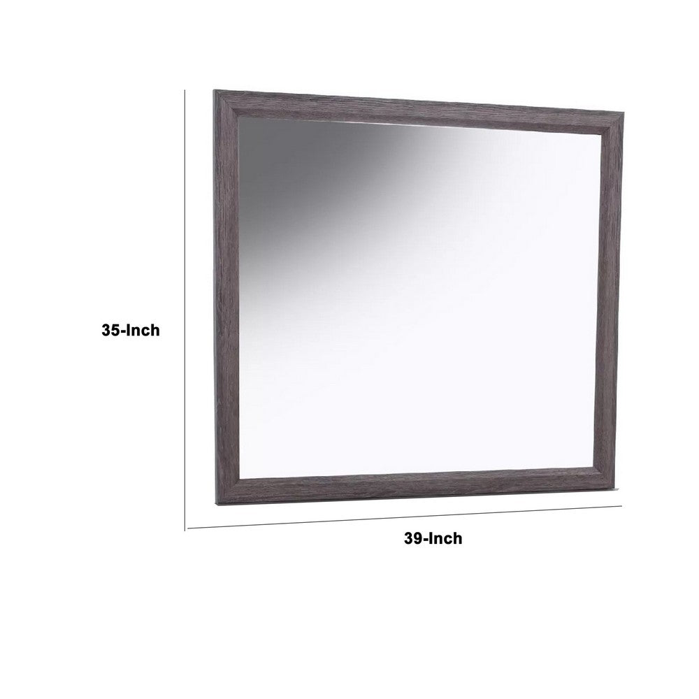 Dresser Mirror, Foil Gray Solid Wood, 35x39 Broad Frame Design - BM341045