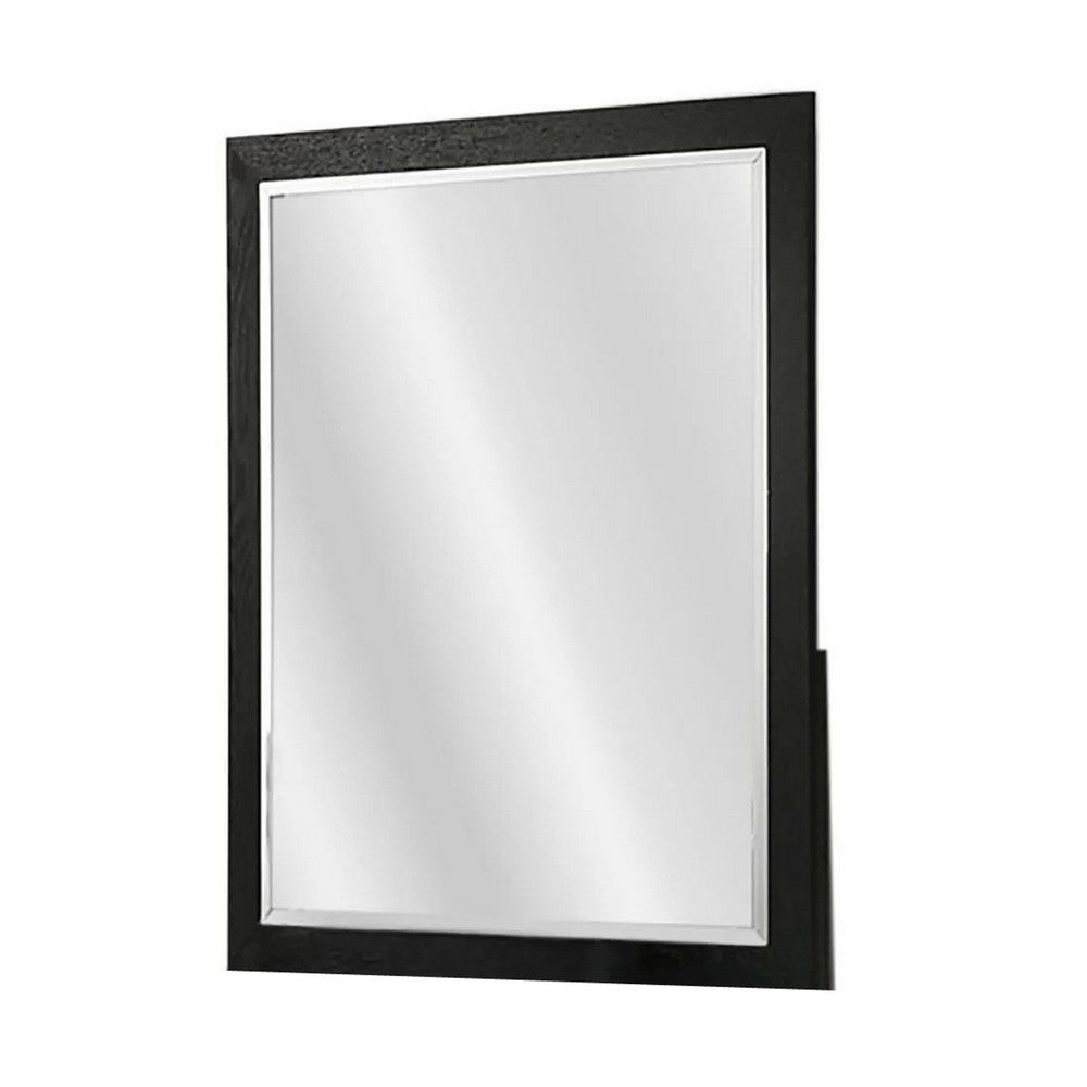 Portrait Dresser Mirror, Black, Rubberwood, 36x40 Wide Frame Profile - BM341046