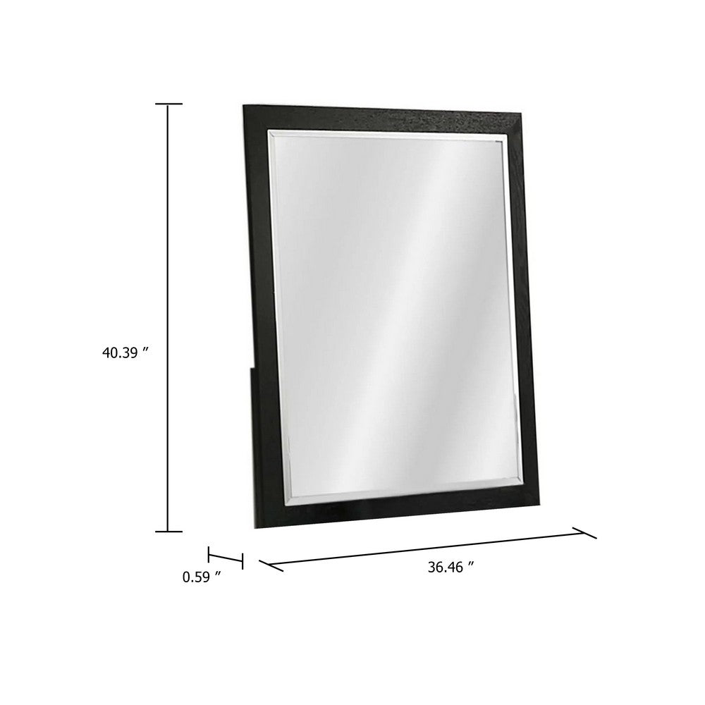Portrait Dresser Mirror, Black, Rubberwood, 36x40 Wide Frame Profile - BM341046