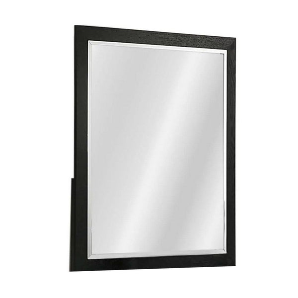 Portrait Dresser Mirror, Black, Rubberwood, 36x40 Wide Frame Profile - BM341046
