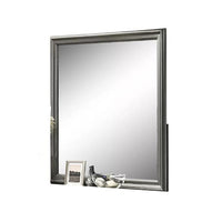 Modern Dresser Mirror, Dark Gray, Square 38 Inch Solid Wood Frame - BM341047
