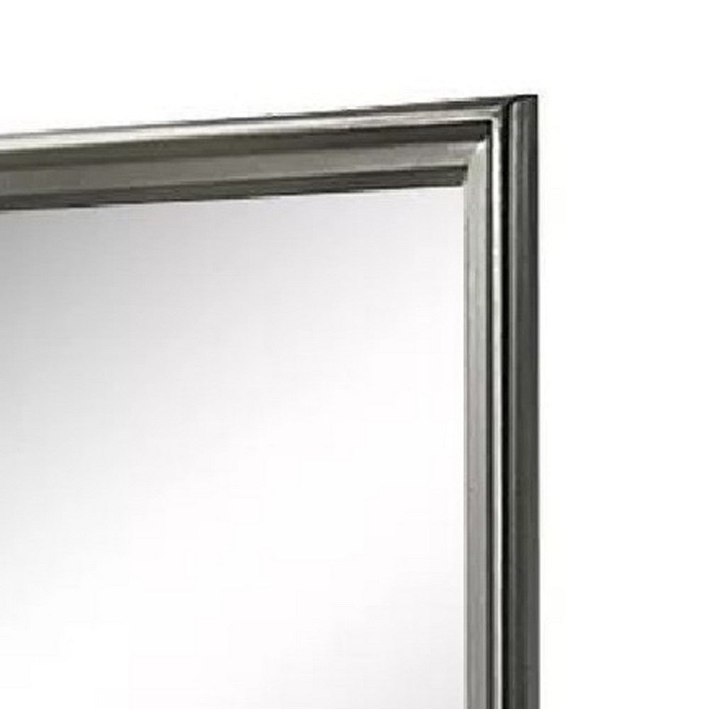 Modern Dresser Mirror, Dark Gray, Square 38 Inch Solid Wood Frame - BM341047