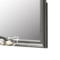 Modern Dresser Mirror, Dark Gray, Square 38 Inch Solid Wood Frame - BM341047