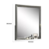Modern Dresser Mirror, Dark Gray, Square 38 Inch Solid Wood Frame - BM341047
