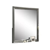 Modern Dresser Mirror, Dark Gray, Square 38 Inch Solid Wood Frame - BM341047
