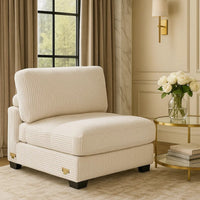 Nolan Armless Modular Chair with Square Frame, Plush Beige Corduroy - BM341050