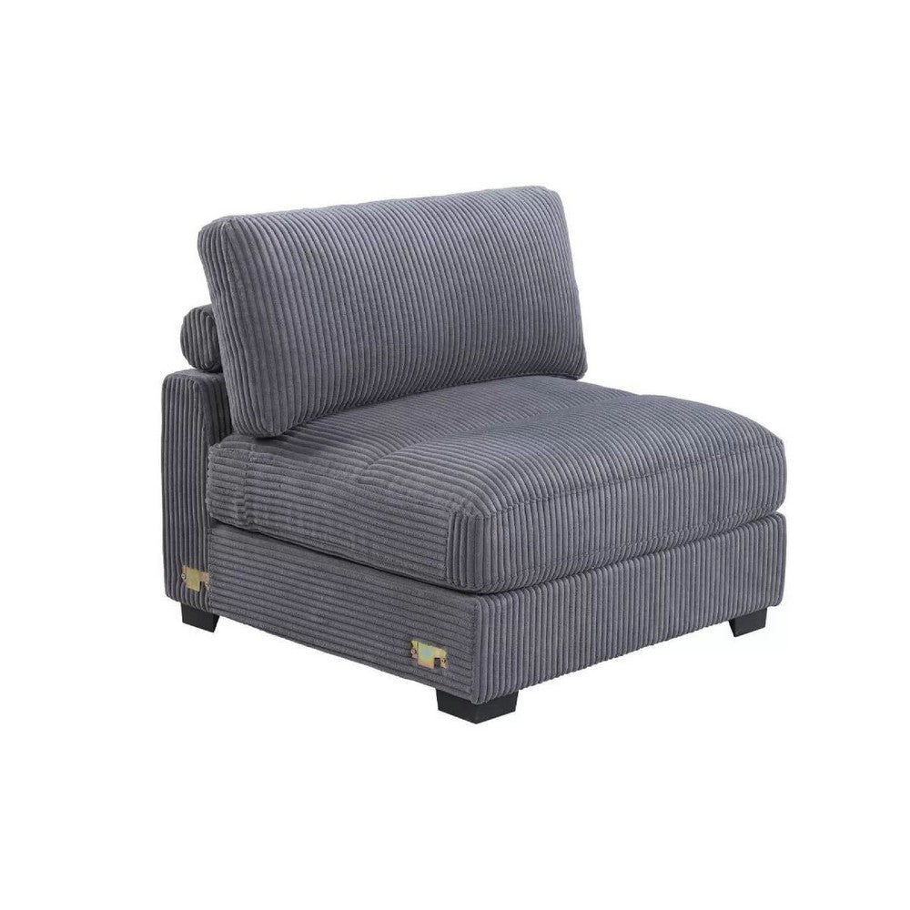 Nolan Armless Modular Chair with Square Frame, Dark Gray Corduroy - BM341051
