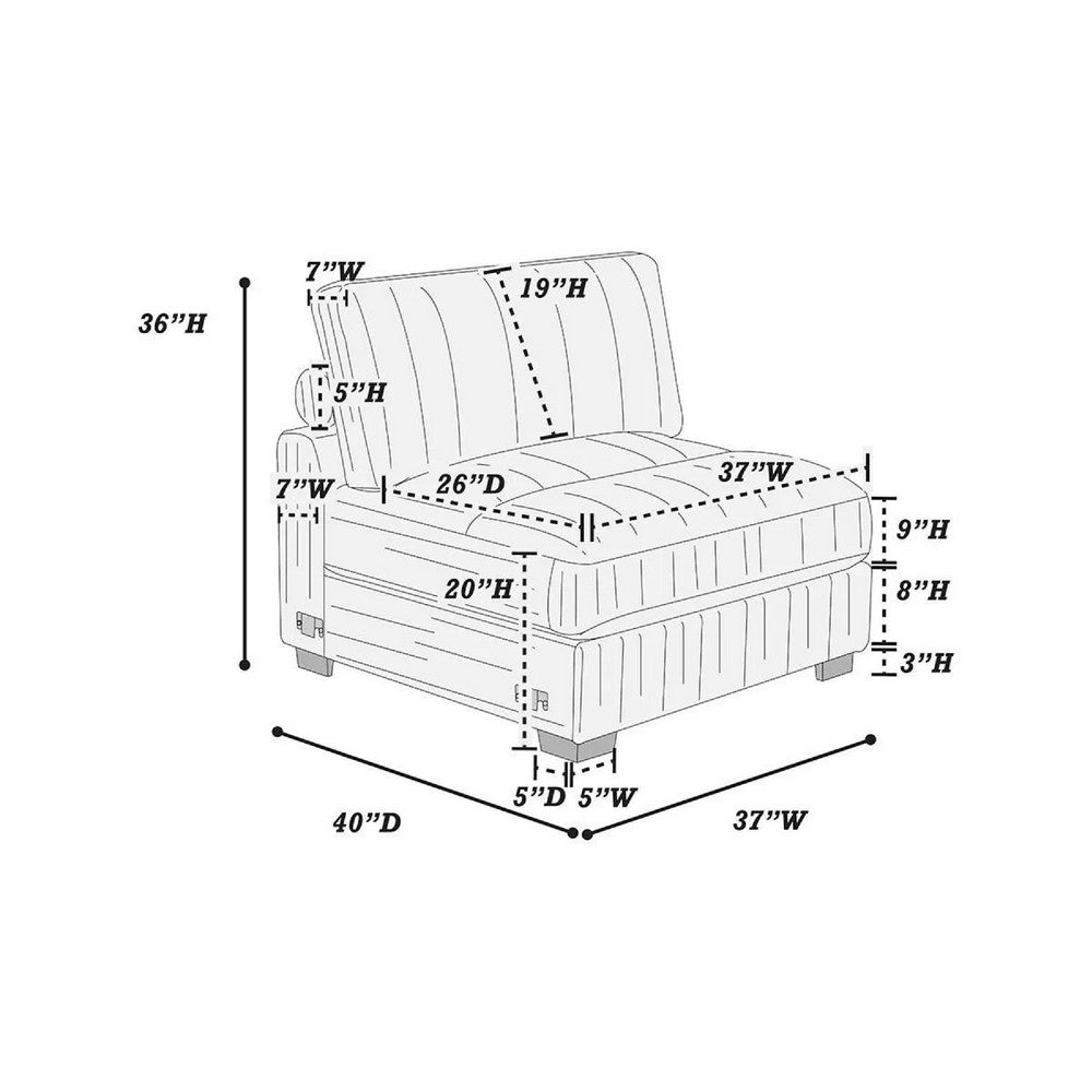 Nolan Armless Modular Chair with Square Frame, Dark Gray Corduroy - BM341051