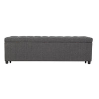 Kenny Ottoman, Underseat Drawer, Blue-Gray Button Tufted Boucle, 60 Inch - BM341052