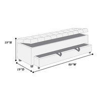 Kenny Ottoman, Underseat Drawer, Blue-Gray Button Tufted Boucle, 60 Inch - BM341052