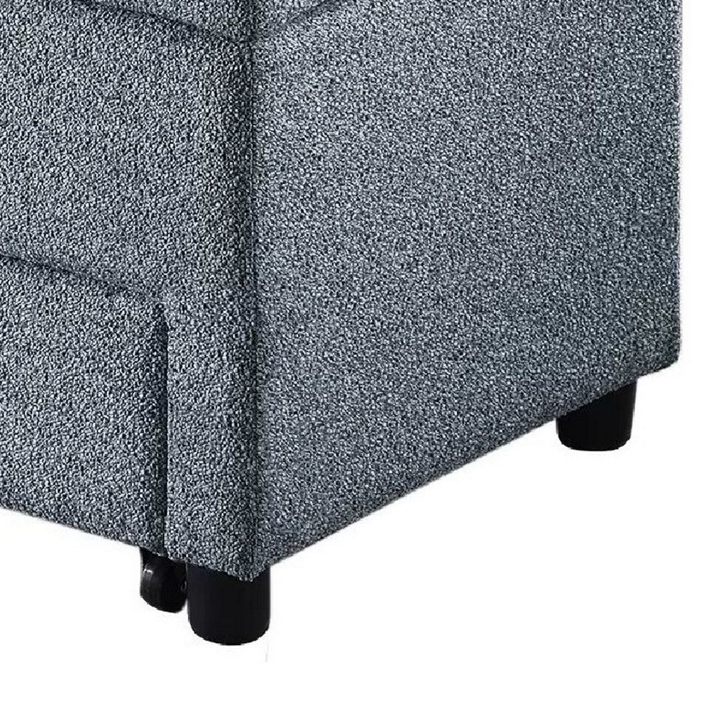 Kenny Ottoman, Underseat Drawer, Gray Button Tufted Boucle 60 Inch - BM341054
