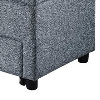 Kenny Ottoman, Underseat Drawer, Gray Button Tufted Boucle 60 Inch - BM341054