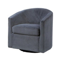 Celina Swivel Chair with Barrel Style Curved Back, Dark Gray Corduroy - BM341055
