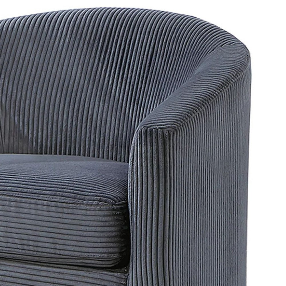 Celina Swivel Chair with Barrel Style Curved Back, Dark Gray Corduroy - BM341055