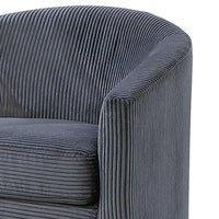 Celina Swivel Chair with Barrel Style Curved Back, Dark Gray Corduroy - BM341055